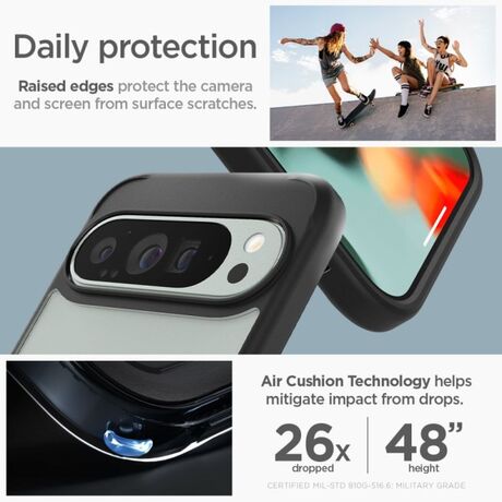Προστασία οθόνης και κάμερας με τη θήκη Spigen Ultra Hybrid Black