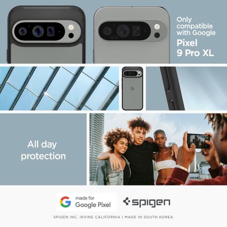Κοντινή λήψη της μαύρης θήκης Spigen Ultra Hybrid