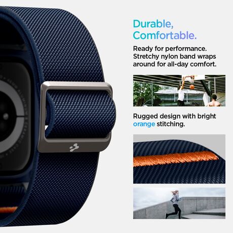 "Πλευρική λήψη της θήκης Spigen Lite Fit Pro που εφαρμόζει τέλεια στο Apple Watch 10.