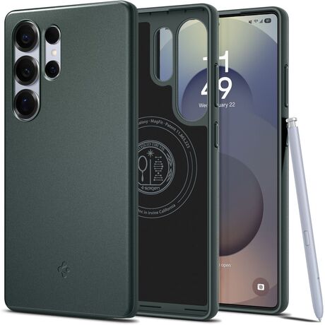 Μπροστινή όψη της θήκης Spigen Thin Fit σε Abyss Green για Samsung Galaxy S25 Ultra 5G