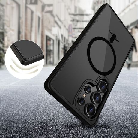 Η ματ μαύρη θήκη Tech-Protect MagMat τοποθετημένη σε Samsung Galaxy S25 Ultra 5G