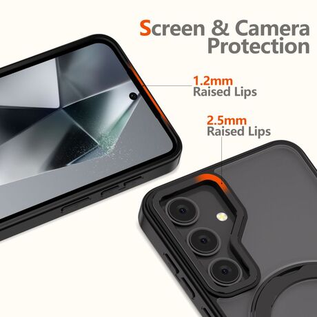 Η ματ μαύρη θήκη Tech-Protect MagRing τοποθετημένη σε Samsung Galaxy S25 5G