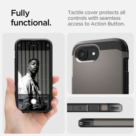 Προβολή θήκης Spigen Tough Armor MagSafe Gunmetal σε iPhone 16e