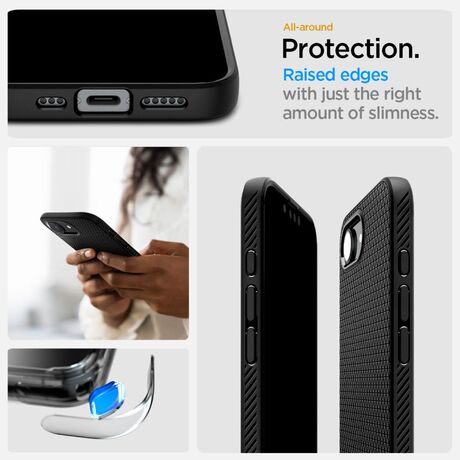 Πίσω όψη θήκης Spigen Liquid Air Matte Black με γεωμετρικό μοτίβο