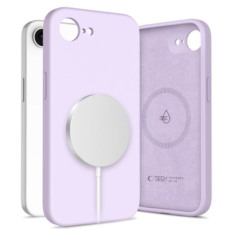 Tech Protect Liquid Silicone MagSafe - Mauve τοποθετημένη στο iPhone 16e με minimal σχεδίαση.
