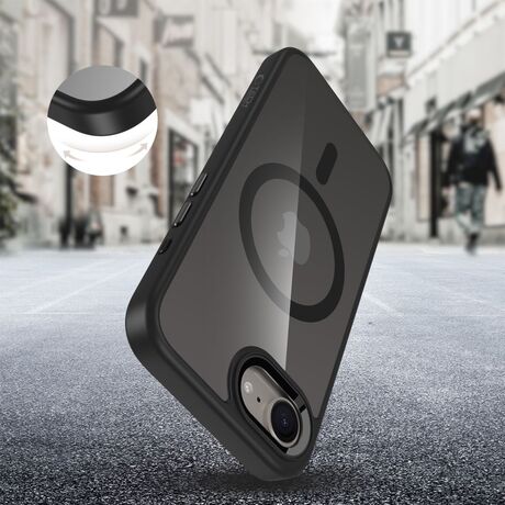 Διάφανη θήκη iPhone 16e με μαύρο περίγραμμα και MagSafe υποστήριξη