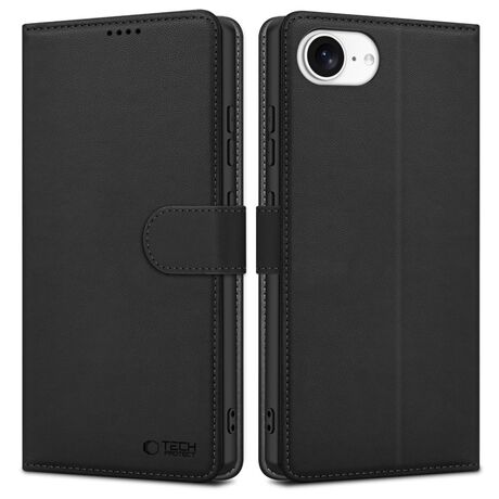 Minimal μαύρη δερμάτινη θήκη iPhone 16e με υποδοχές καρτών