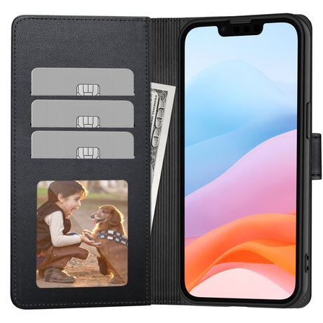Minimal μαύρη δερμάτινη θήκη iPhone 16e με υποδοχές καρτών