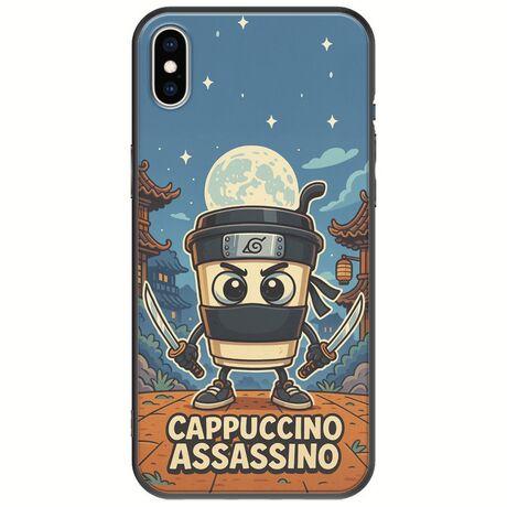 Brainrot - Cappuccino Assasino iPhone XS Max Black TPU (Μαύρη Σιλικόνη)
