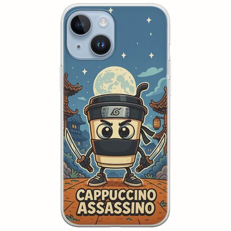 Brainrot - Cappuccino Assasino iPhone 15 Flexible TPU (Διάφανη Σιλικόνη)