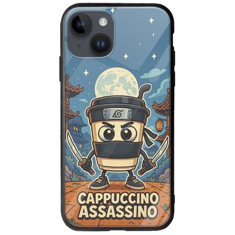 Brainrot - Cappuccino Assasino iPhone 15 Plus Groove TPU (Tempered Glass και TPU)