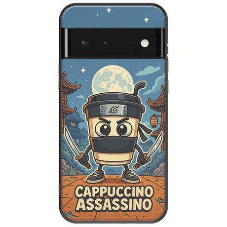 Brainrot - Cappuccino Assasino Google Pixel 6 Pro 5G Black TPU (Μαύρη Σιλικόνη)