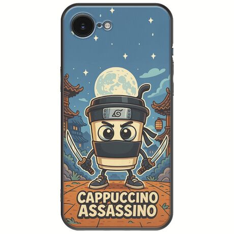 Brainrot - Cappuccino Assasino iPhone 16e Black TPU (Μαύρη Σιλικόνη)