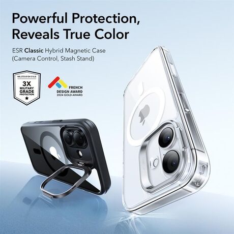 iPhone 17 Classic Hybrid Case ESR Clear Black με προστασία γωνιών