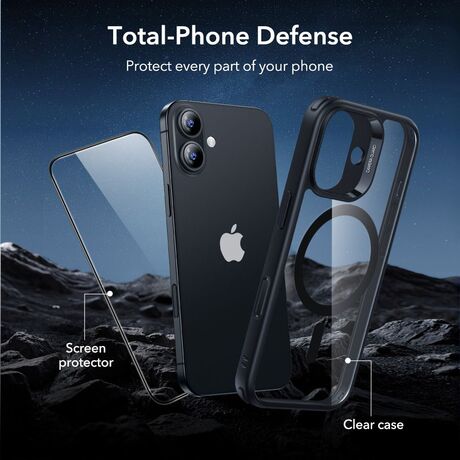 λεπτή διάφανη-μαύρη θήκη iphone 17 με προστασία οθόνης