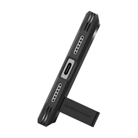 λεπτομέρεια μαγνητικού δακτυλίου magsafe στη tough armorrugged θήκη iphone 17 pro spigen μαύρη με στήριγμα