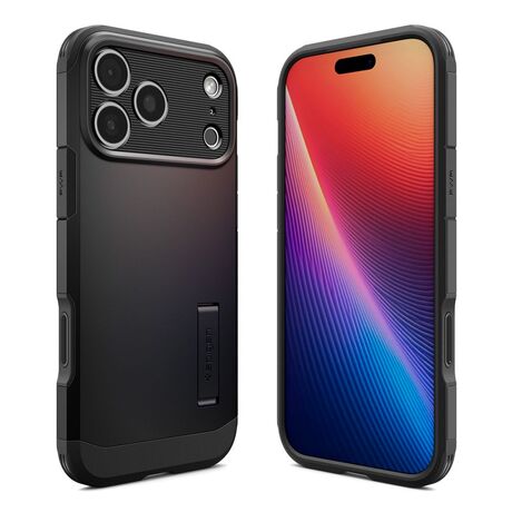 rugged θήκη iphone 17 pro spigen μαύρη με στήριγμα
