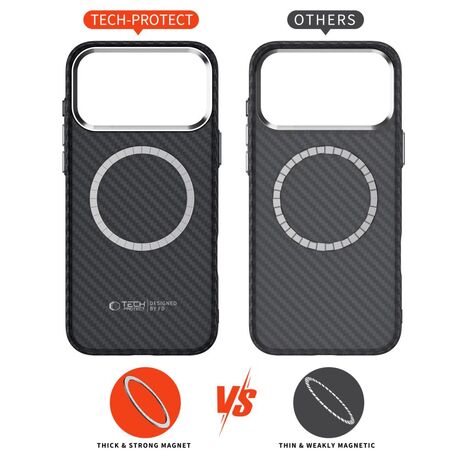 Slim carbon θήκη iPhone 17 pro Black Silver MagSafe Tech Protect
