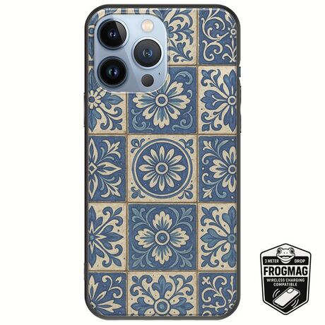 Aegean Mosaic iPhone 13 Pro FrogMag 3M (Wireless Ready, Drop Tested, Black Frame & Edges)