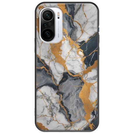 The Marble Collection - Artistic Xiaomi Poco F3 Black TPU (Μαύρη Σιλικόνη)