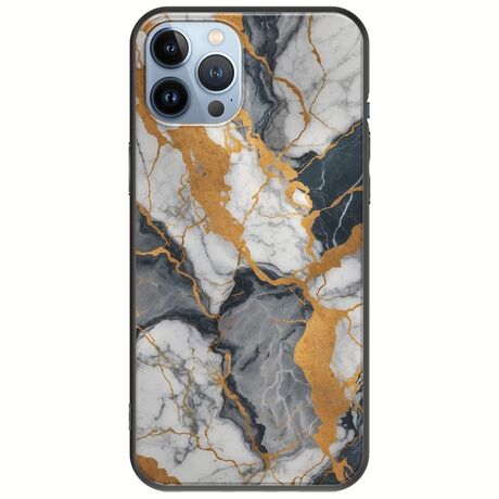 The Marble Collection - Artistic iPhone 12 Pro Black TPU (Μαύρη Σιλικόνη)