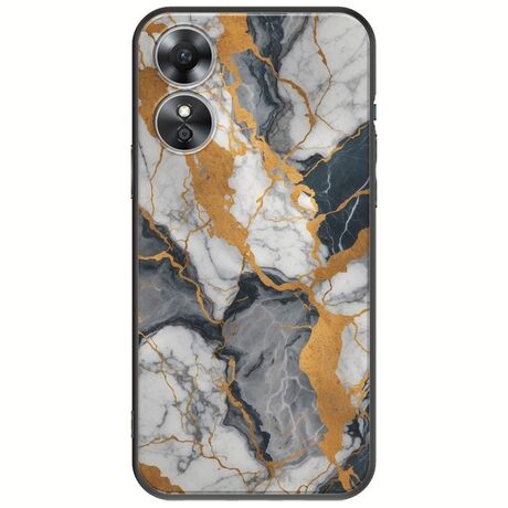 The Marble Collection - Artistic Oppo A17 Black TPU (Μαύρη Σιλικόνη)