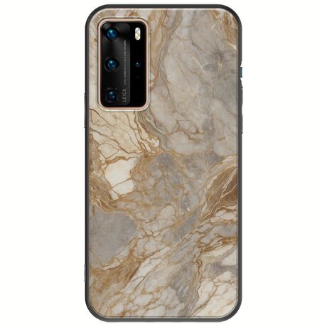 The Marble Collection - Natural Huawei P40 Pro Black TPU (Μαύρη Σιλικόνη)