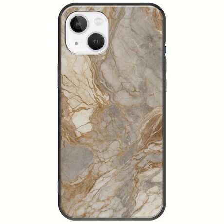 The Marble Collection - Natural iPhone 14 Black TPU (Μαύρη Σιλικόνη)
