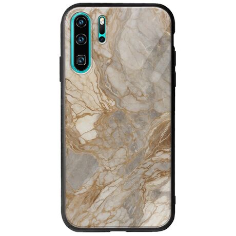 The Marble Collection - Natural Huawei P30 Pro Groove TPU (Tempered Glass και TPU)