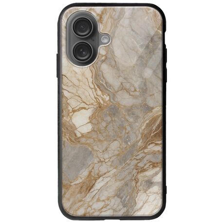 The Marble Collection - Natural iPhone 16 Plus Groove TPU (Tempered Glass και TPU)