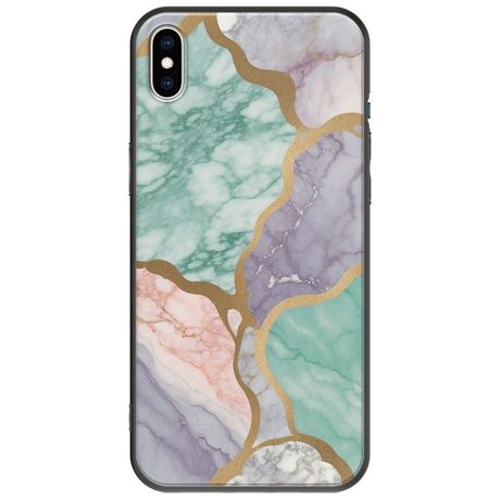 The Marble Collection - Pastel iPhone X / XS Black TPU (Μαύρη Σιλικόνη)