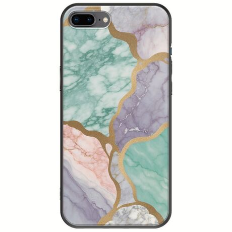 The Marble Collection - Pastel iPhone 8 Plus Black TPU (Μαύρη Σιλικόνη)