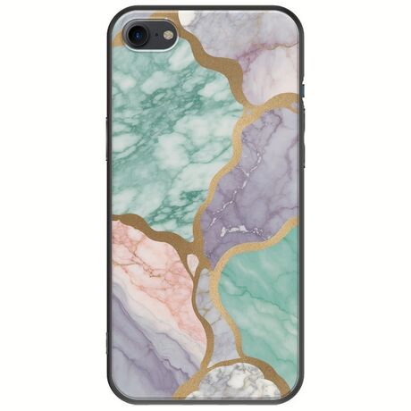 The Marble Collection - Pastel iPhone 7 Black TPU (Μαύρη Σιλικόνη)