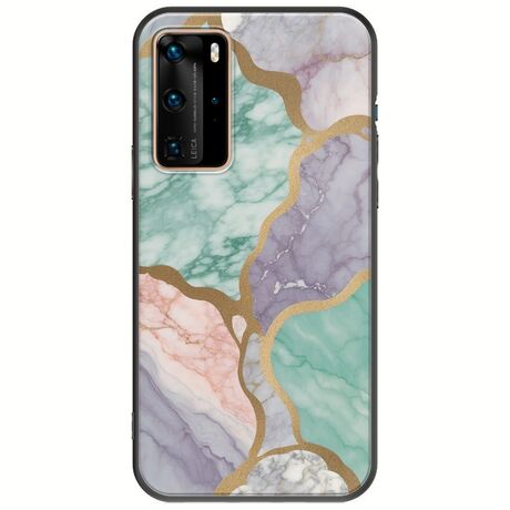 The Marble Collection - Pastel Huawei P40 Pro Black TPU (Μαύρη Σιλικόνη)