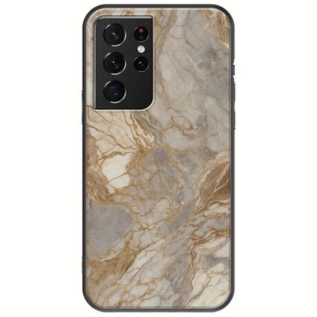 The Marble Collection - Natural Samsung Galaxy S21 Ultra Black TPU (Μαύρη Σιλικόνη)