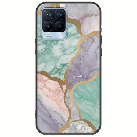The Marble Collection - Pastel Realme 8 / 8 Pro Black TPU (Μαύρη Σιλικόνη)