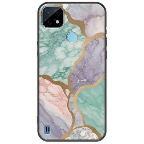 The Marble Collection - Pastel Realme C21Y / Realme C25Y Black TPU (Μαύρη Σιλικόνη)