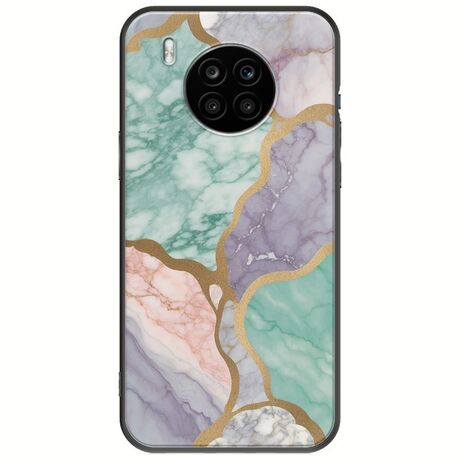 The Marble Collection - Pastel Huawei Nova 8i Black TPU (Μαύρη Σιλικόνη)