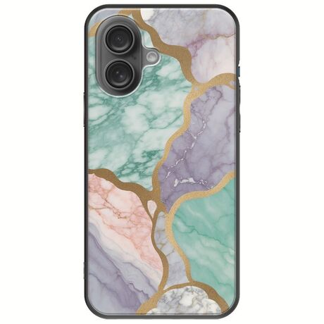 The Marble Collection - Pastel iPhone 16 Plus Black TPU (Μαύρη Σιλικόνη)