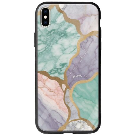The Marble Collection - Pastel iPhone X / XS Groove TPU (Tempered Glass και TPU)