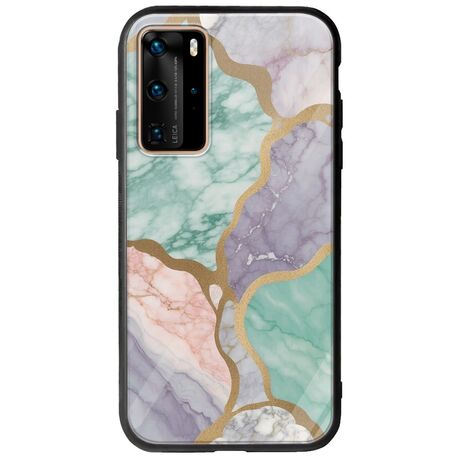 The Marble Collection - Pastel Huawei P40 Pro Groove TPU (Tempered Glass και TPU)
