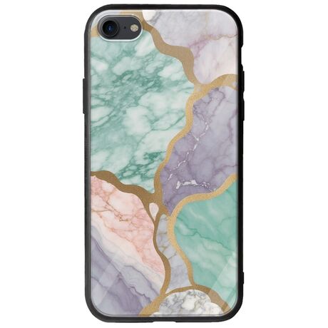 The Marble Collection - Pastel iPhone SE 2020 Groove TPU (Tempered Glass και TPU)