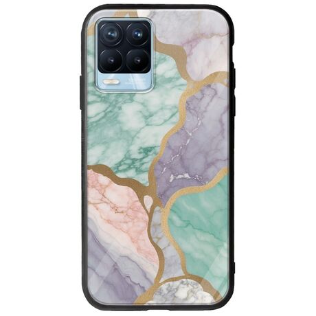 The Marble Collection - Pastel Realme 8 / 8 Pro Groove TPU (Tempered Glass και TPU)