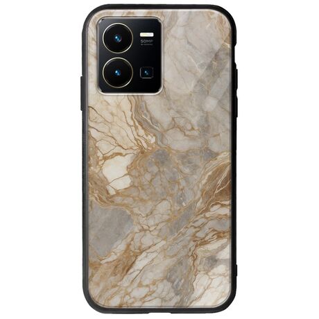 The Marble Collection - Natural Vivo Y35 Groove TPU (Tempered Glass και TPU)