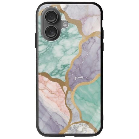 The Marble Collection - Pastel iPhone 16 Plus Groove TPU (Tempered Glass και TPU)