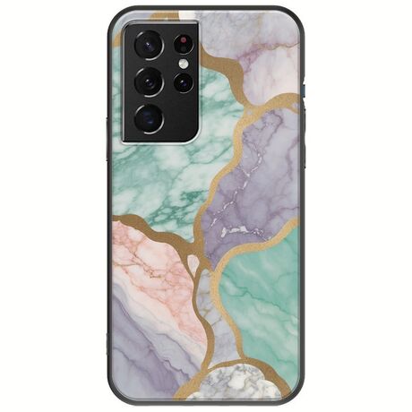 The Marble Collection - Pastel Samsung Galaxy S21 Ultra Black TPU (Μαύρη Σιλικόνη)