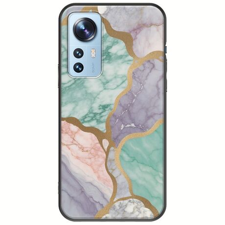 The Marble Collection - Pastel Xiaomi 12 / 12X Black TPU (Μαύρη Σιλικόνη)