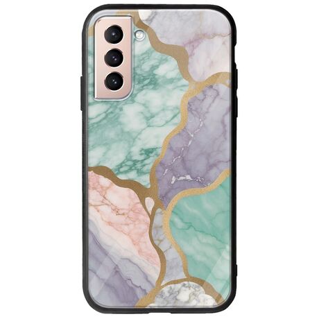 The Marble Collection - Pastel Samsung Galaxy S21 Groove TPU (Tempered Glass και TPU)