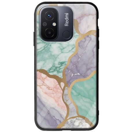 The Marble Collection - Pastel Xiaomi Redmi 12C Groove TPU (Tempered Glass και TPU)