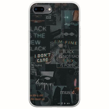 Aesthetic Black iPhone 8 Plus Flexible TPU (Διάφανη Σιλικόνη)